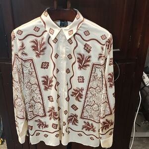 Simons Cream and Brown Floral Shirt